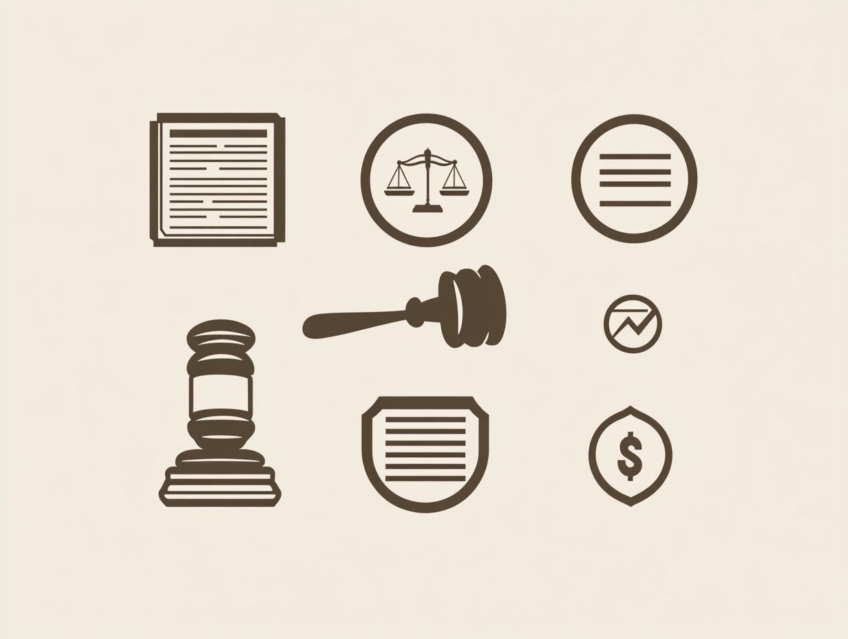 Illustration of potential outcomes in IP litigation, including court decisions.