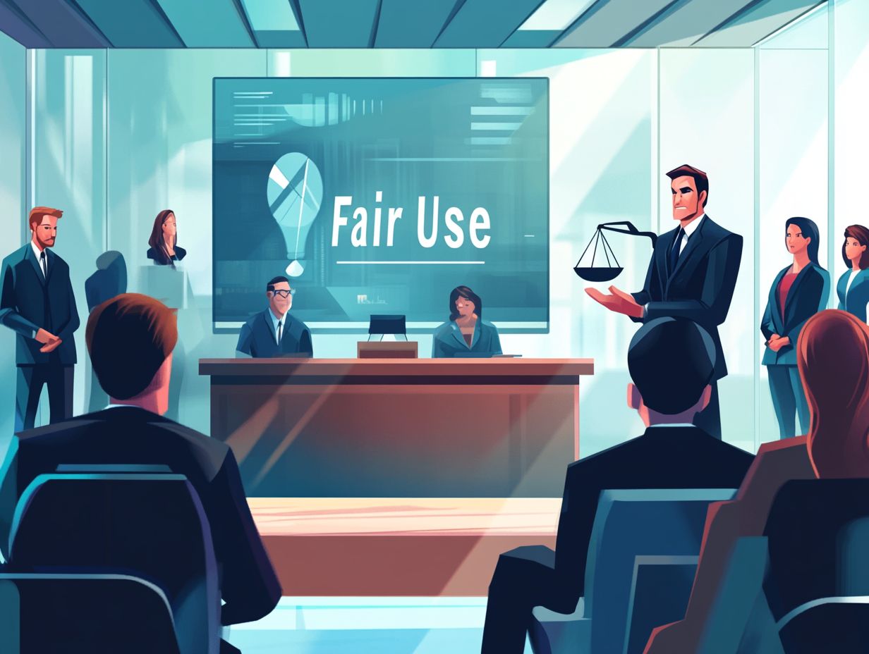 Infographic illustrating Key Cases impacting Fair Use in copyright law.