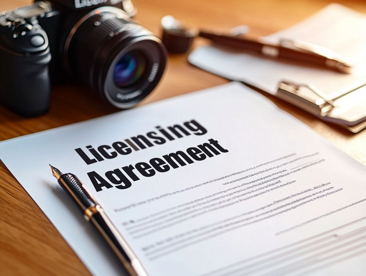 A legal contract defining image usage rights for photographers.